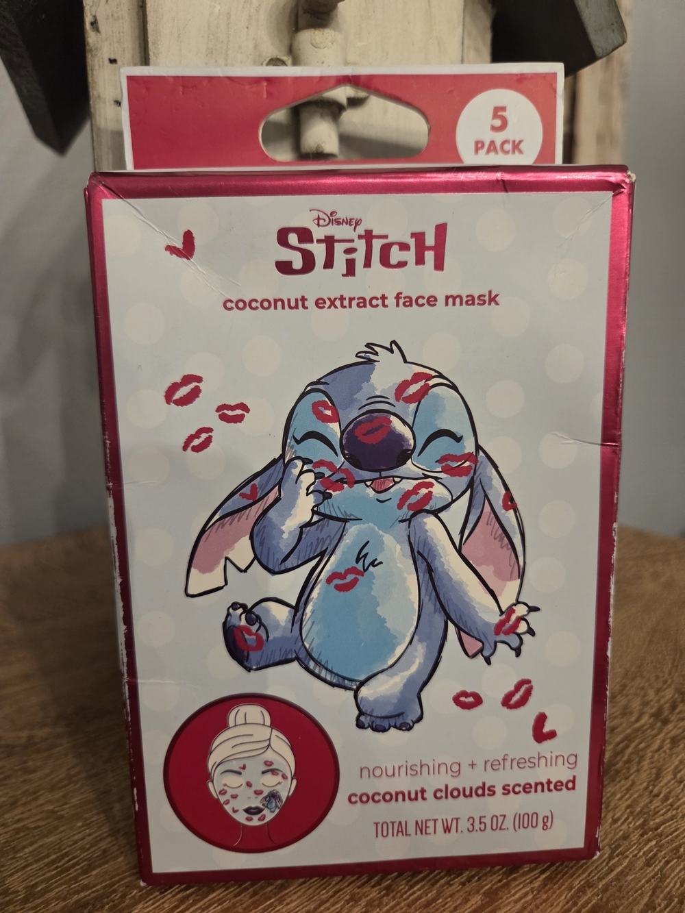 Disney Stitch Coconut Extract Face Mask - Blue & Pink Packaging (5 Pack)